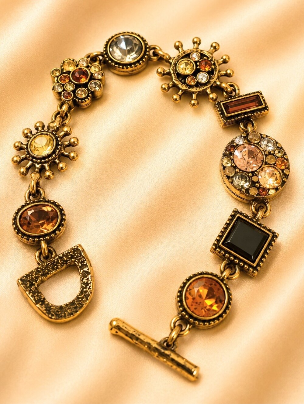 🌟 P. Locke Vintage Gold Plated Multi Links Bracelet - Picture 2 of 7